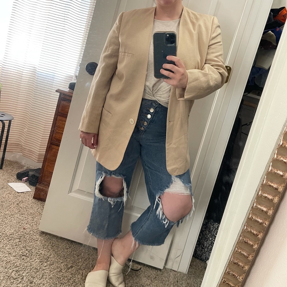 Vintage Evan-Picone Linen natural tan Blazer